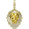 1.559 CT Round Lab Grown Diamond Gold Lion Head Pendant
