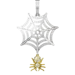 0.856 CT Round Lab Grown Diamond Gold Spiderweb Pendant Necklace