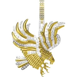 1.548 CT Round Lab Grown Diamond Gold Eagle Charm Pendant