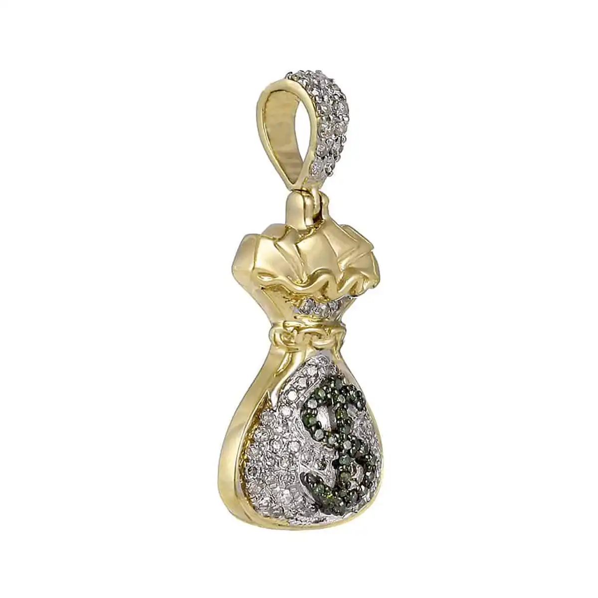 money bag 0.25 CT Round Lab Grown Diamond Gold hip hop gold pendant