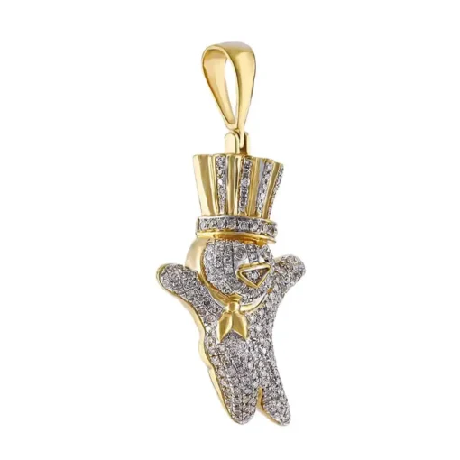 snowman 0.75 CT Round Lab Grown Diamond Gold mens pendant - Image 2