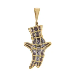 snowman 0.75 CT Round Lab Grown Diamond Gold mens pendant
