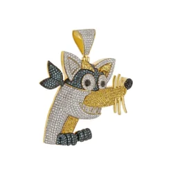 swiper 5 CT Round Lab Grown Diamond Gold mens diamond pendant