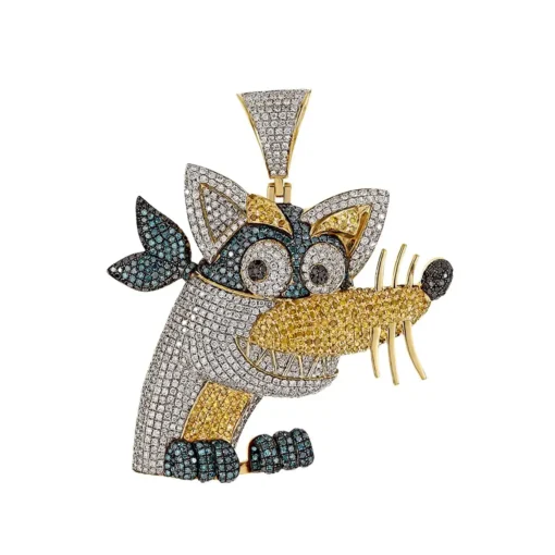 swiper 5 CT Round Lab Grown Diamond Gold mens diamond pendant - Image 3