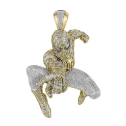 spiderman 10 CT Round Lab Grown Diamond Gold mens pendant