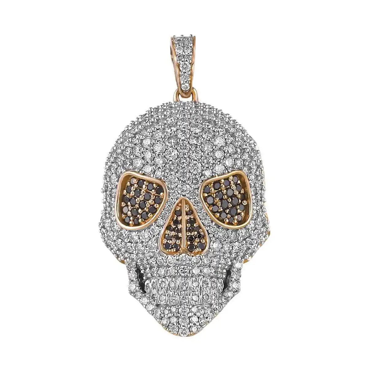skull 4 CT Round Lab Grown Diamond Gold hip hop gold pendant - Image 3