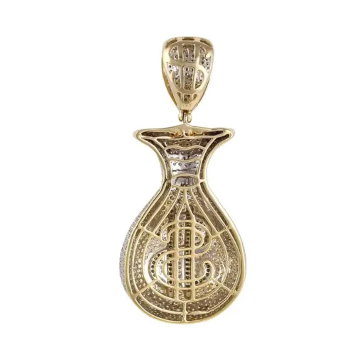 money bag 4 CT Round Lab Grown Diamond Gold hip hop diamond pendant - Image 2