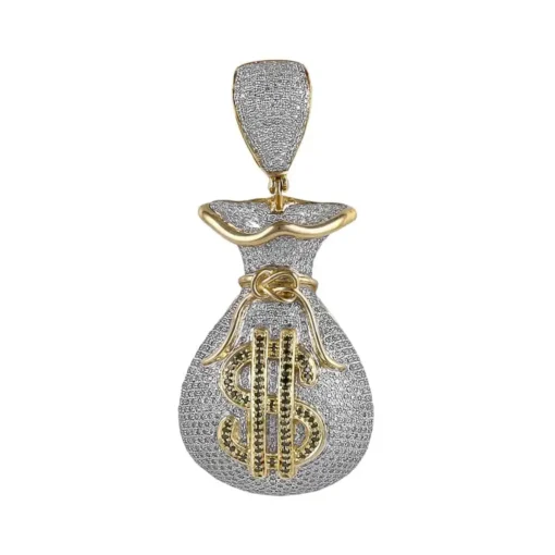 money bag 4 CT Round Lab Grown Diamond Gold hip hop diamond pendant