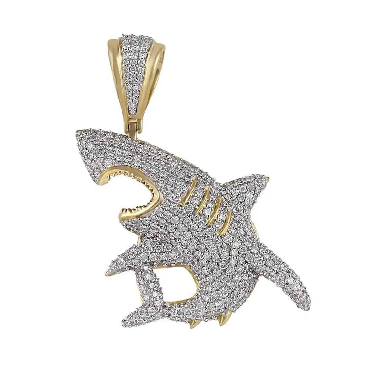 shark 4.35 CT Round Lab Grown Diamond Gold mens pendant