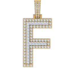 0.864 CT Round Lab Grown Diamond Gold Diamond Letter Pendant