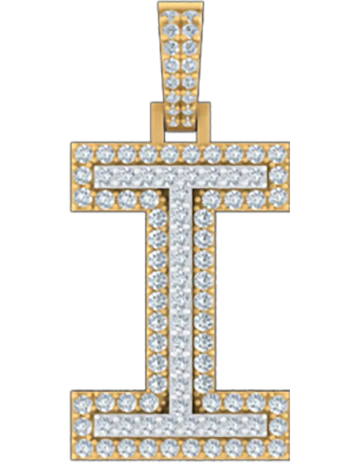 1.058 CT Round Lab Grown Diamond Gold Initial Pendant Necklace