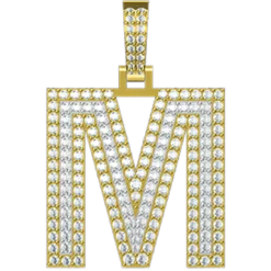 1.466 CT Round Lab Grown Diamond Gold Diamond Letter Pendant