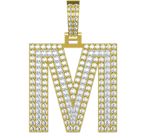 1.466 CT Round Lab Grown Diamond Gold Diamond Letter Pendant
