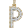 0.87 CT Round Lab Grown Diamond Gold Initial Pendant Necklace