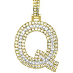 1.055 CT Round Lab Grown Diamond Gold Letter Pendant Necklace