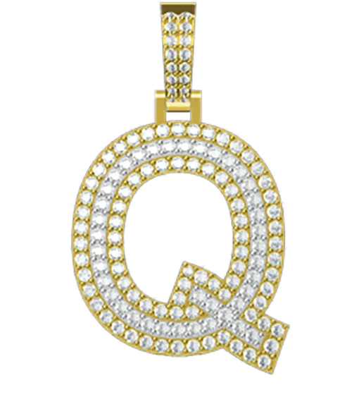 1.055 CT Round Lab Grown Diamond Gold Letter Pendant Necklace