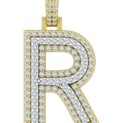 1.055 CT Round Lab Grown Diamond Gold Letter Pendant