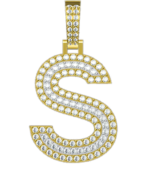 1.055 CT Round Lab Grown Diamond Gold Diamond Initial Pendant