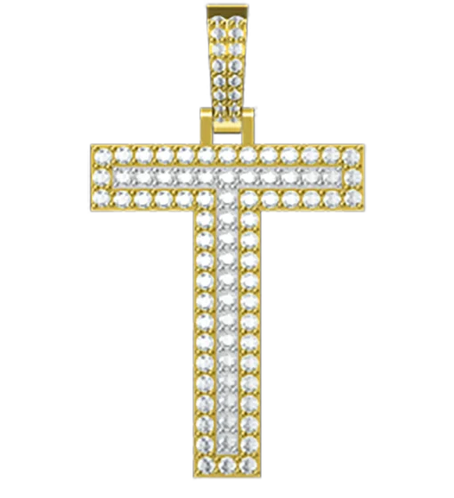 0.96 CT Round Lab Grown Diamond Gold Diamond Letter Pendant