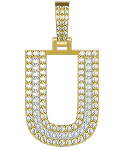 0.95 CT Round Lab Grown Diamond Gold Initial Pendant