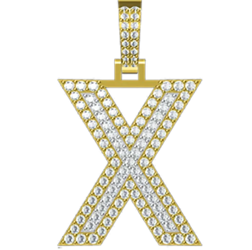 1.055 CT Round Lab Grown Diamond Gold Letter Pendant Necklace
