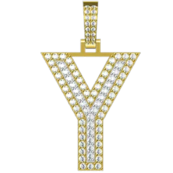 0.846 CT Round Lab Grown Diamond Gold Letter Pendant