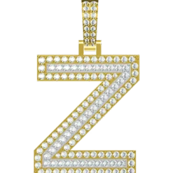 1.055 CT Round Lab Grown Diamond Gold Diamond Initial Pendant