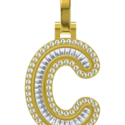 0.981 CT Round Lab Grown Diamond Gold Alphabet Pendant