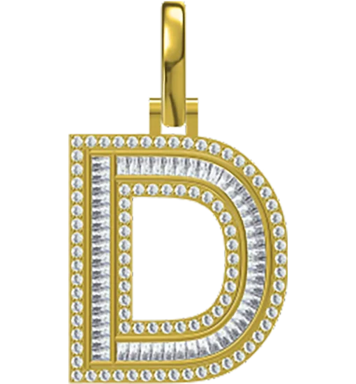 0.895 CT Round Lab Grown Diamond Gold Initial Pendant Necklace