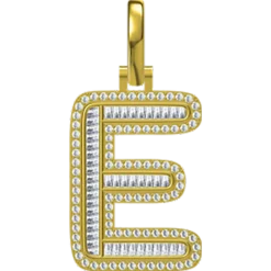 0.901 CT Round Lab Grown Diamond Gold Letter Pendant Necklace