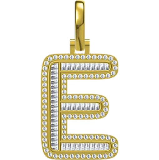 0.901 CT Round Lab Grown Diamond Gold Letter Pendant Necklace
