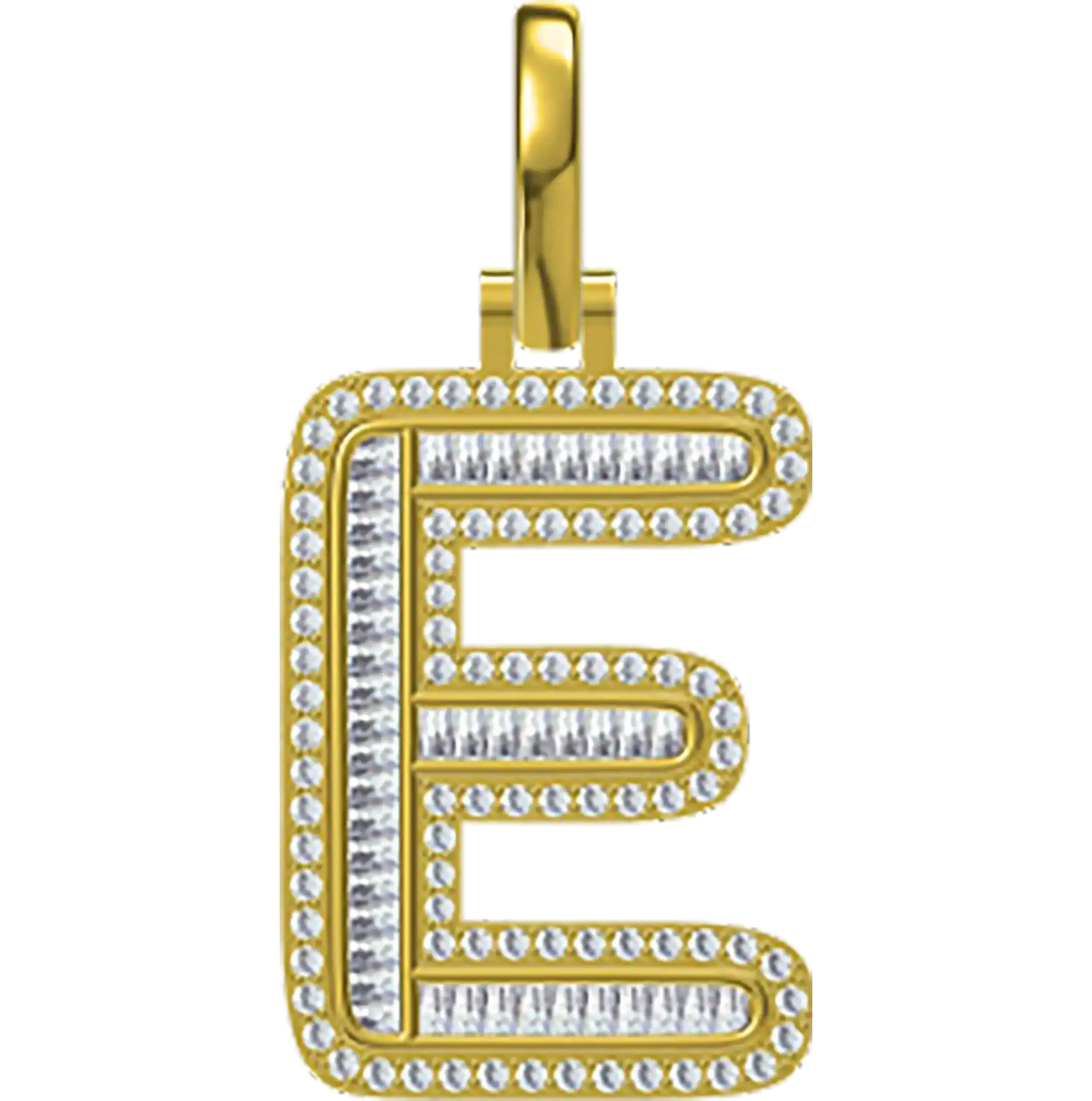 0.901 CT Round Lab Grown Diamond Gold Letter Pendant Necklace