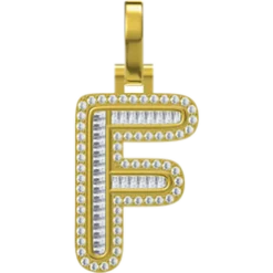 0.92 CT Round Lab Grown Diamond Gold Letter Pendant
