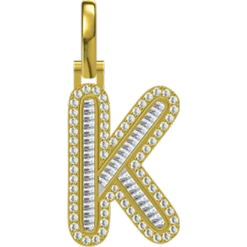0.888 CT Round Lab Grown Diamond Gold Initial Pendant Necklace