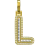 0.768 CT Round Lab Grown Diamond Gold Letter Pendant Necklace
