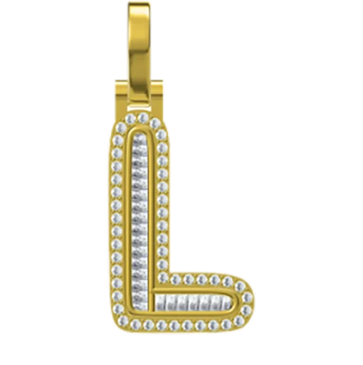 0.768 CT Round Lab Grown Diamond Gold Letter Pendant Necklace