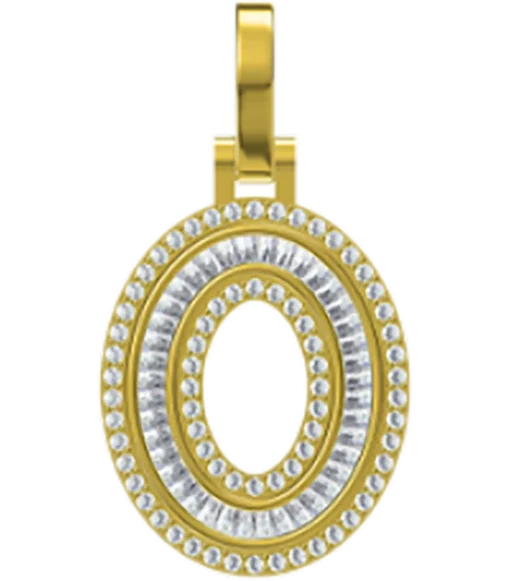 0.974 CT Round Lab Grown Diamond Gold Initial Pendant