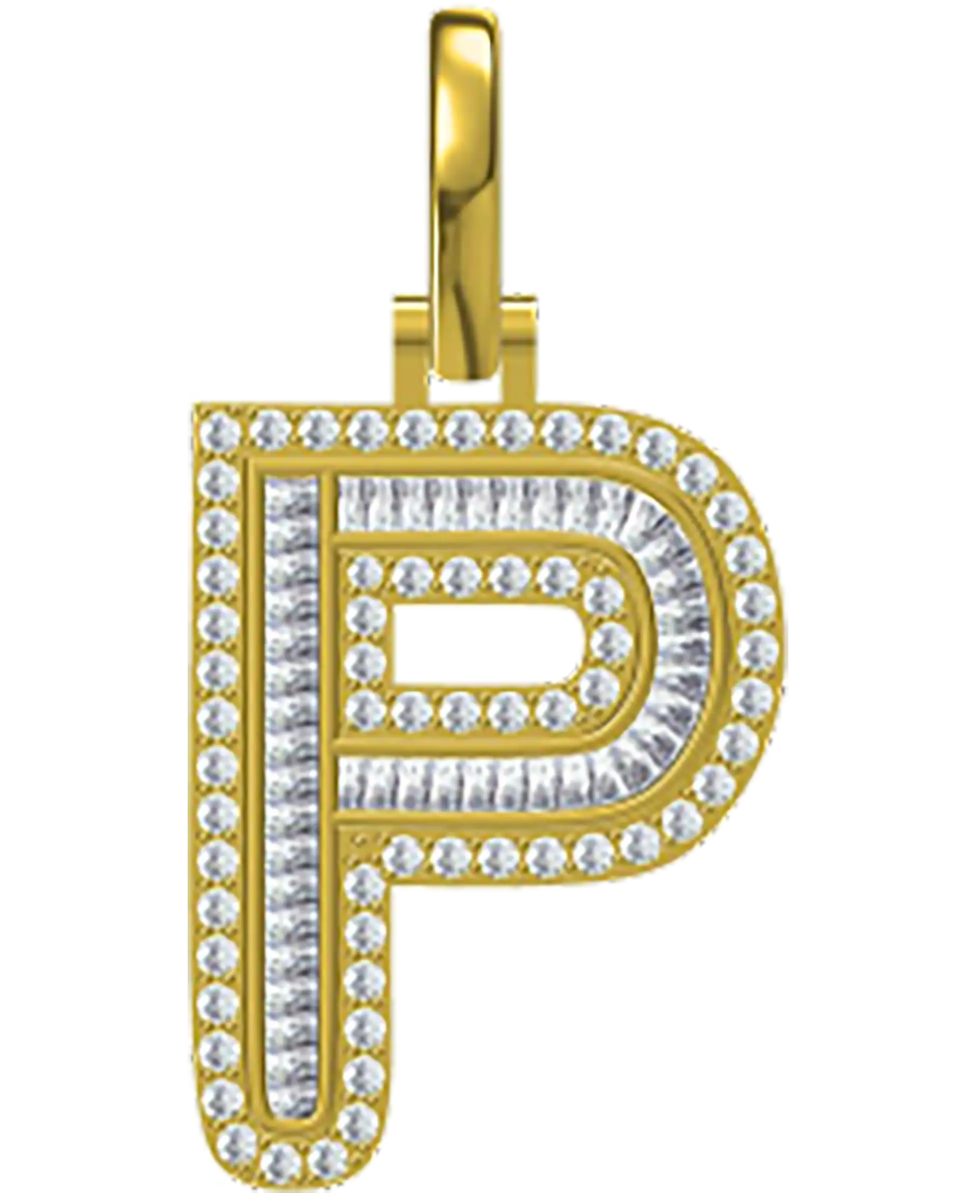 0.93 CT Round Lab Grown Diamond Gold Alphabet Pendant
