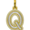 0.871 CT Round Lab Grown Diamond Gold Initial Pendant Necklace