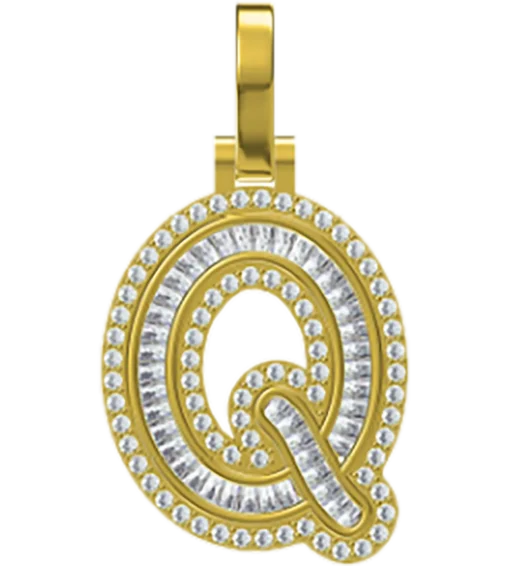0.871 CT Round Lab Grown Diamond Gold Initial Pendant Necklace
