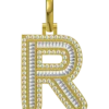 1.102 CT Round Lab Grown Diamond Gold Letter Pendant Necklace