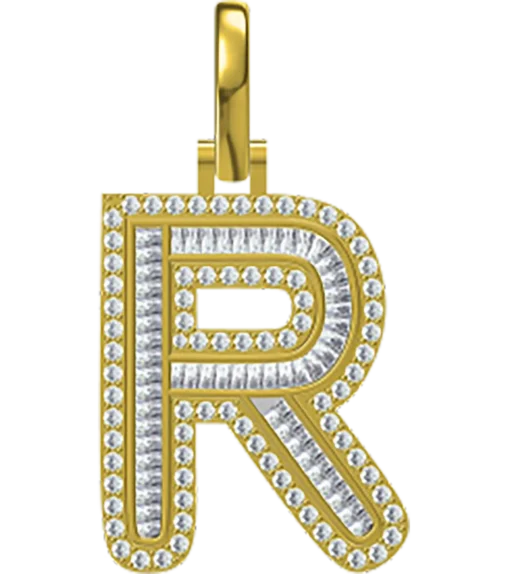 1.102 CT Round Lab Grown Diamond Gold Letter Pendant Necklace