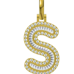 0.953 CT Round Lab Grown Diamond Gold Letter Pendant