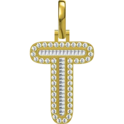 0.771 CT Round Lab Grown Diamond Gold Diamond Initial Pendant