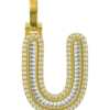 0.879 CT Round Lab Grown Diamond Gold Diamond Letter Pendant