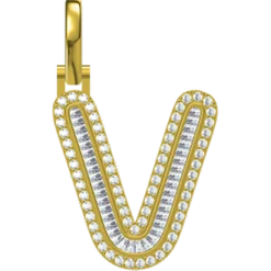 0.895 CT Round Lab Grown Diamond Gold Initial Pendant