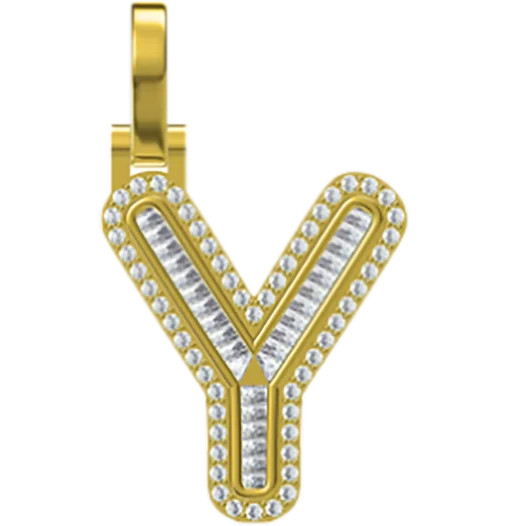 0.8 CT Round Lab Grown Diamond Gold Initial Pendant