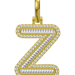 0.962 CT Round Lab Grown Diamond Gold Alphabet Pendant