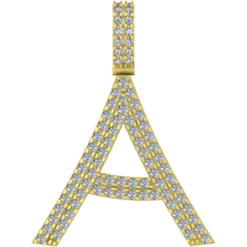 0.457 CT Round Lab Grown Diamond Gold Initial Pendant