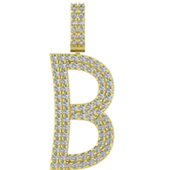 0.542 CT Round Lab Grown Diamond Gold Alphabet Pendant